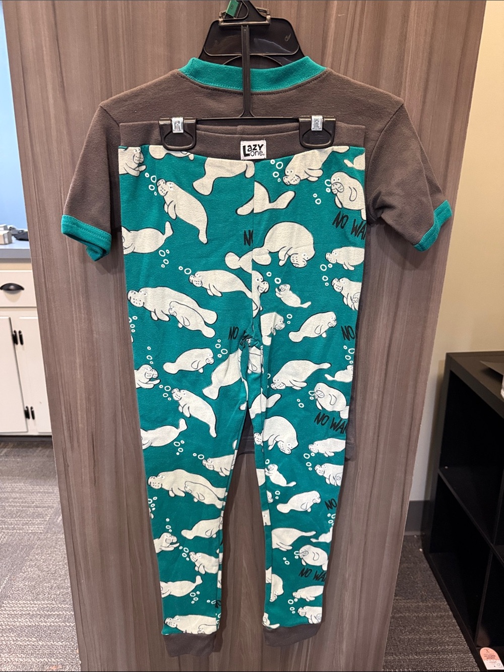 Lazy One Kids Manatee Pajama Set - Teal & Gray - Picture 3 of 5